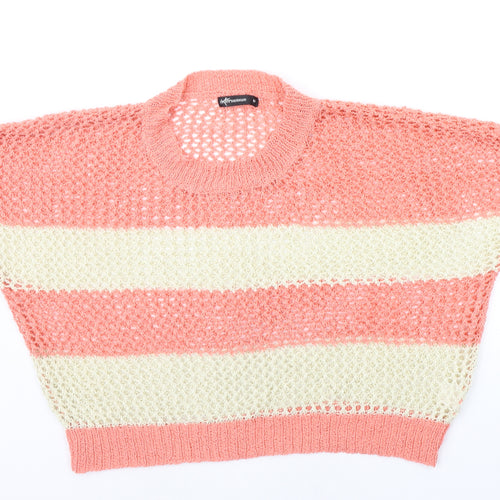 Internacionale Womens Orange Striped  Pullover Jumper Size 10