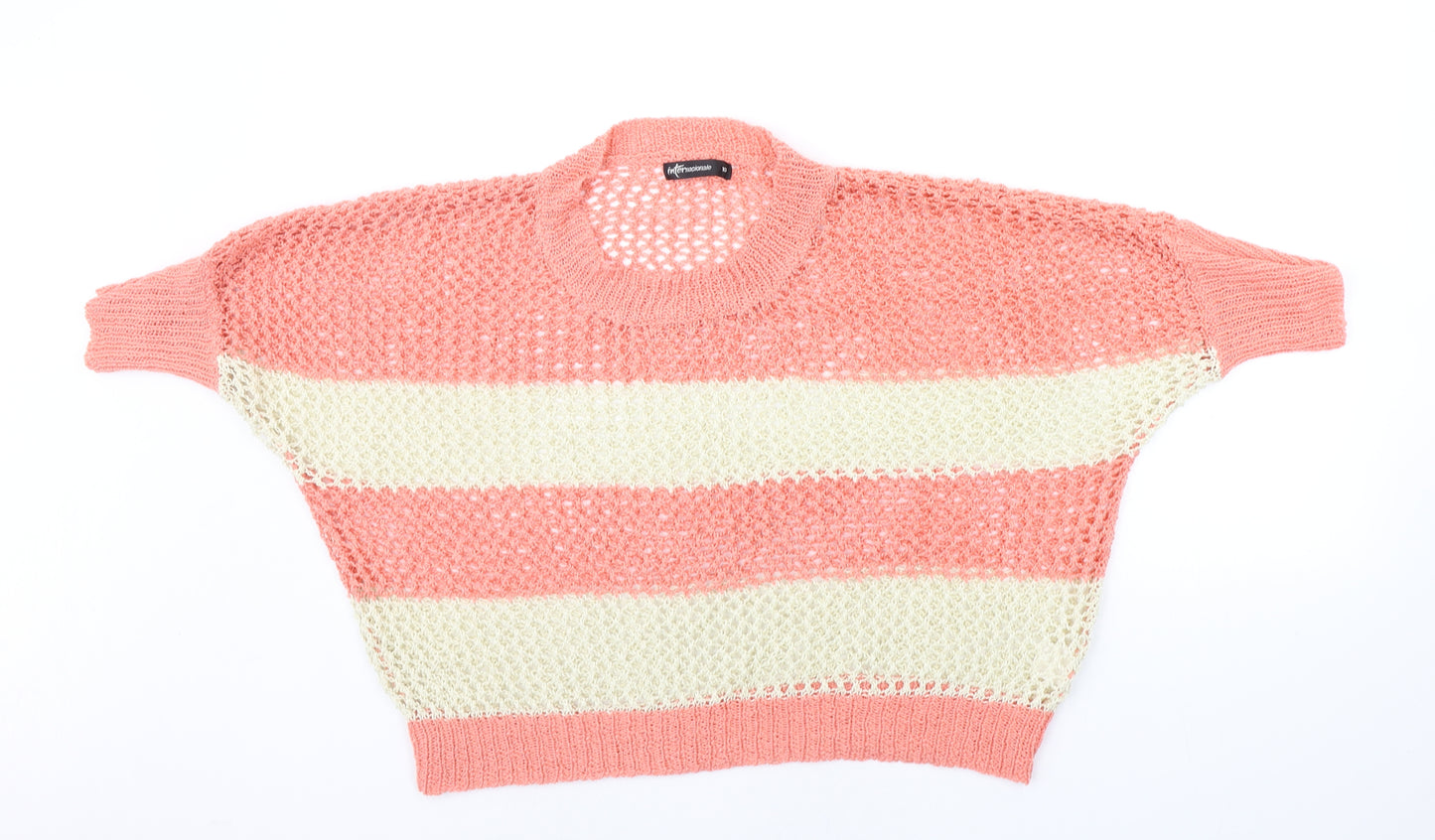 Internacionale Womens Orange Striped  Pullover Jumper Size 10