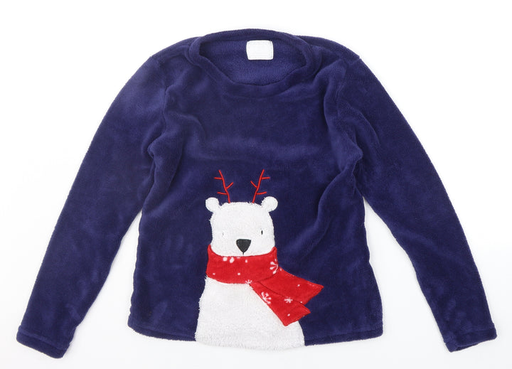 Matalan Girls Blue Solid Top Pyjama Top Size S - Christmas