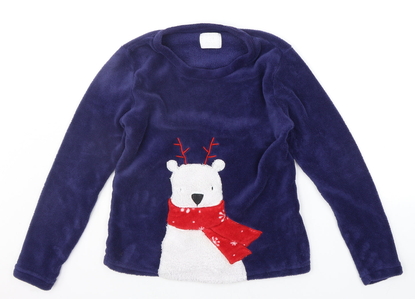 Matalan Girls Blue Solid  Top Pyjama Top Size S  - Christmas