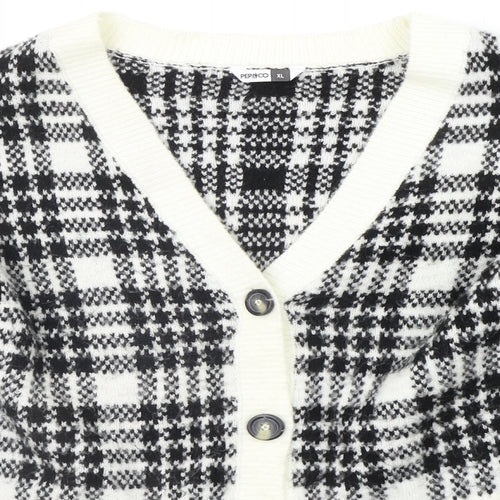 pEP&CO Womens Black Check  Cardigan Jumper Size XL