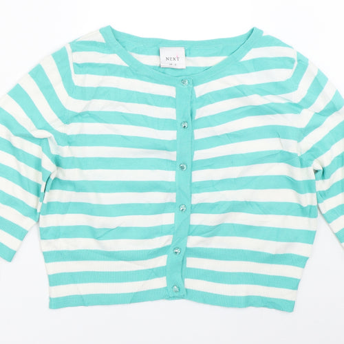 NEXT Womens Green Striped  Cardigan Jumper Size 12