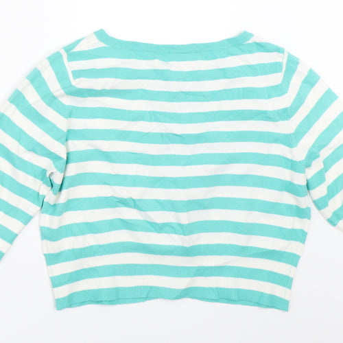 NEXT Womens Green Striped  Cardigan Jumper Size 12