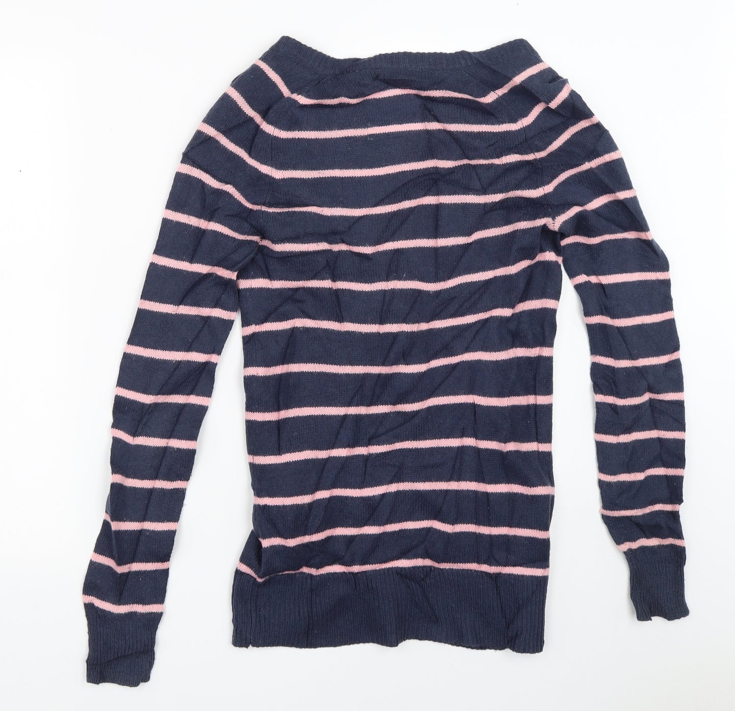 Jack Wills Womens Blue Striped  Cardigan Jumper Size 8