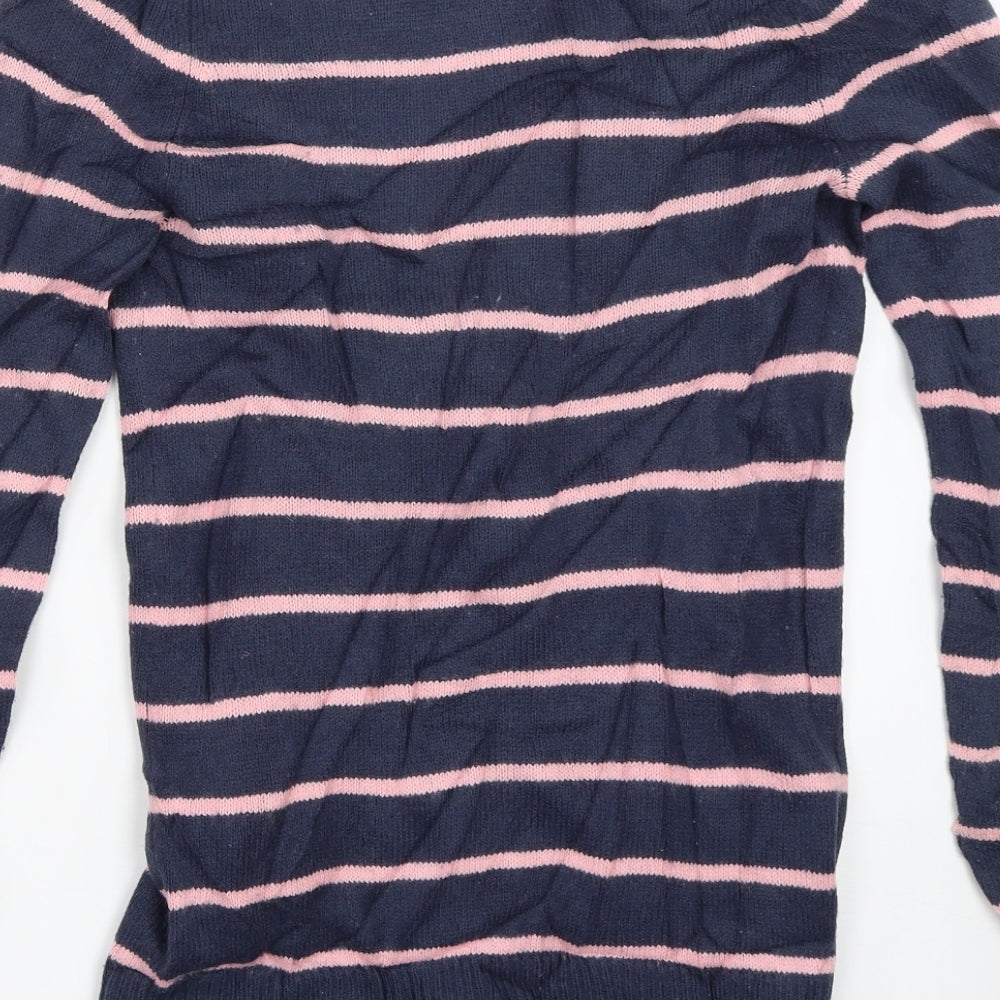 Jack Wills Womens Blue Striped  Cardigan Jumper Size 8