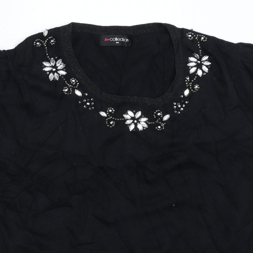 Bm Collection Womens Black   Pullover Jumper Size M