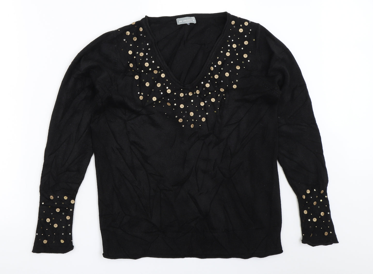 Per Una Womens Black   Pullover Jumper Size 16