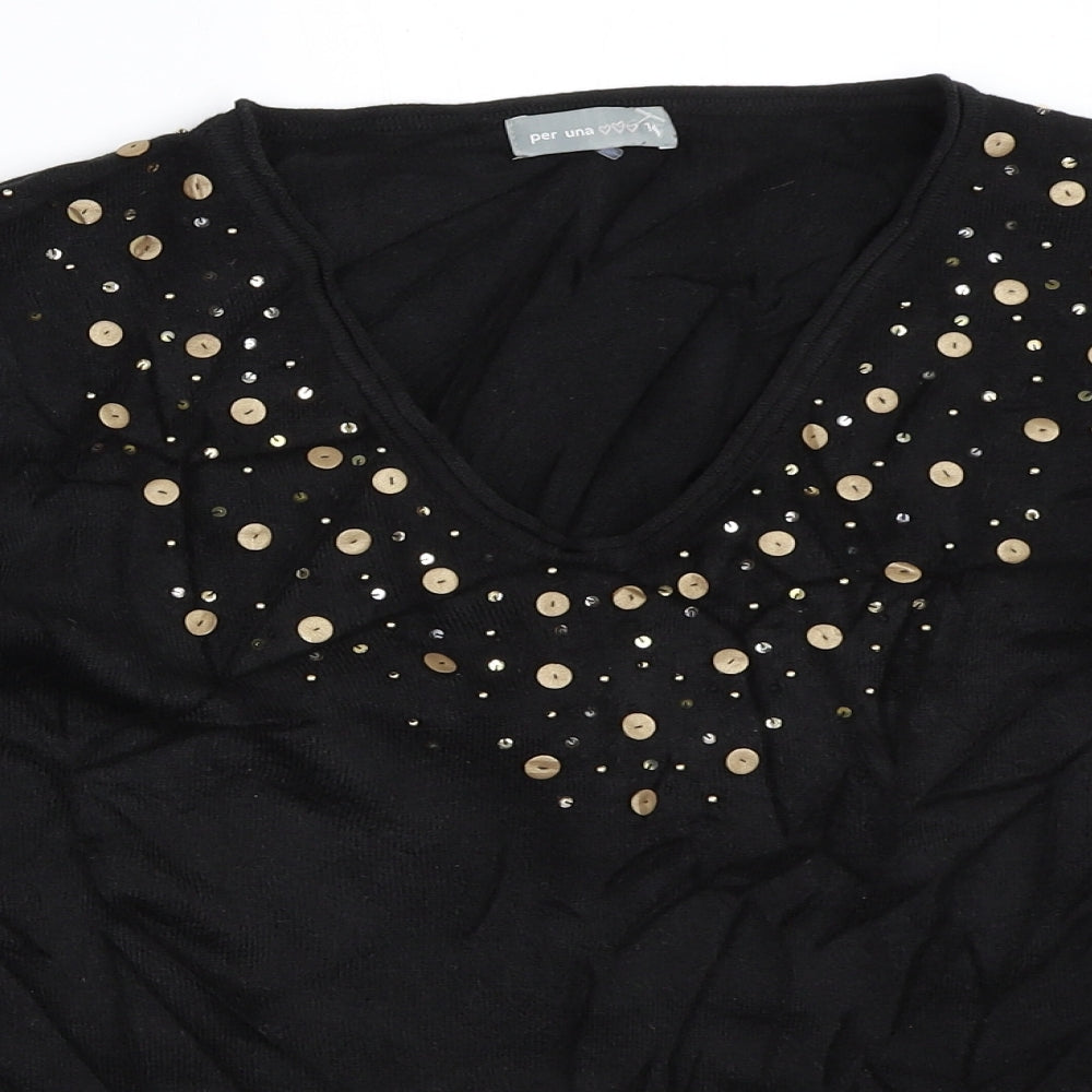 Per Una Womens Black   Pullover Jumper Size 16