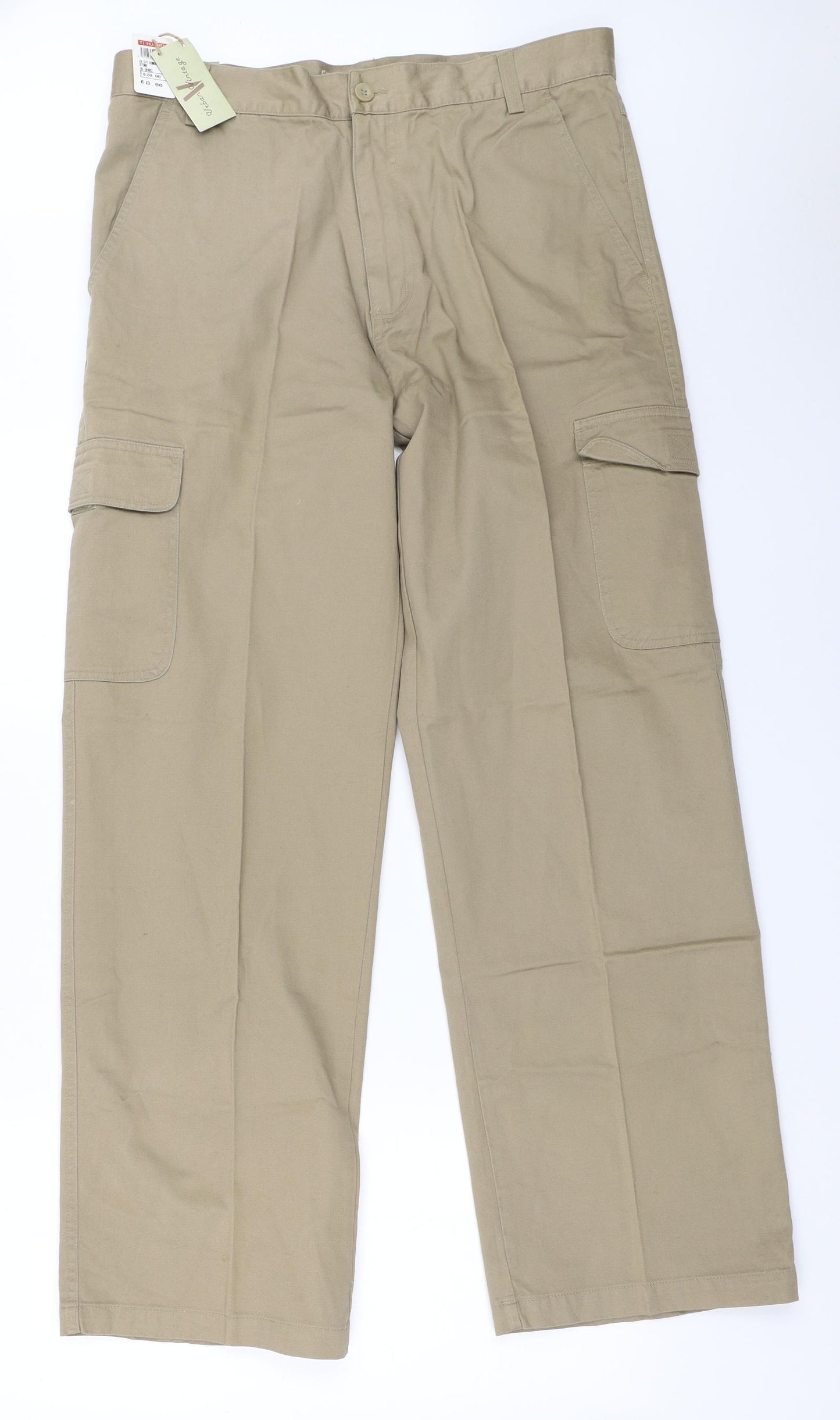 Urban Vintage Mens Beige   Cargo Trousers Size 36 in L31 in