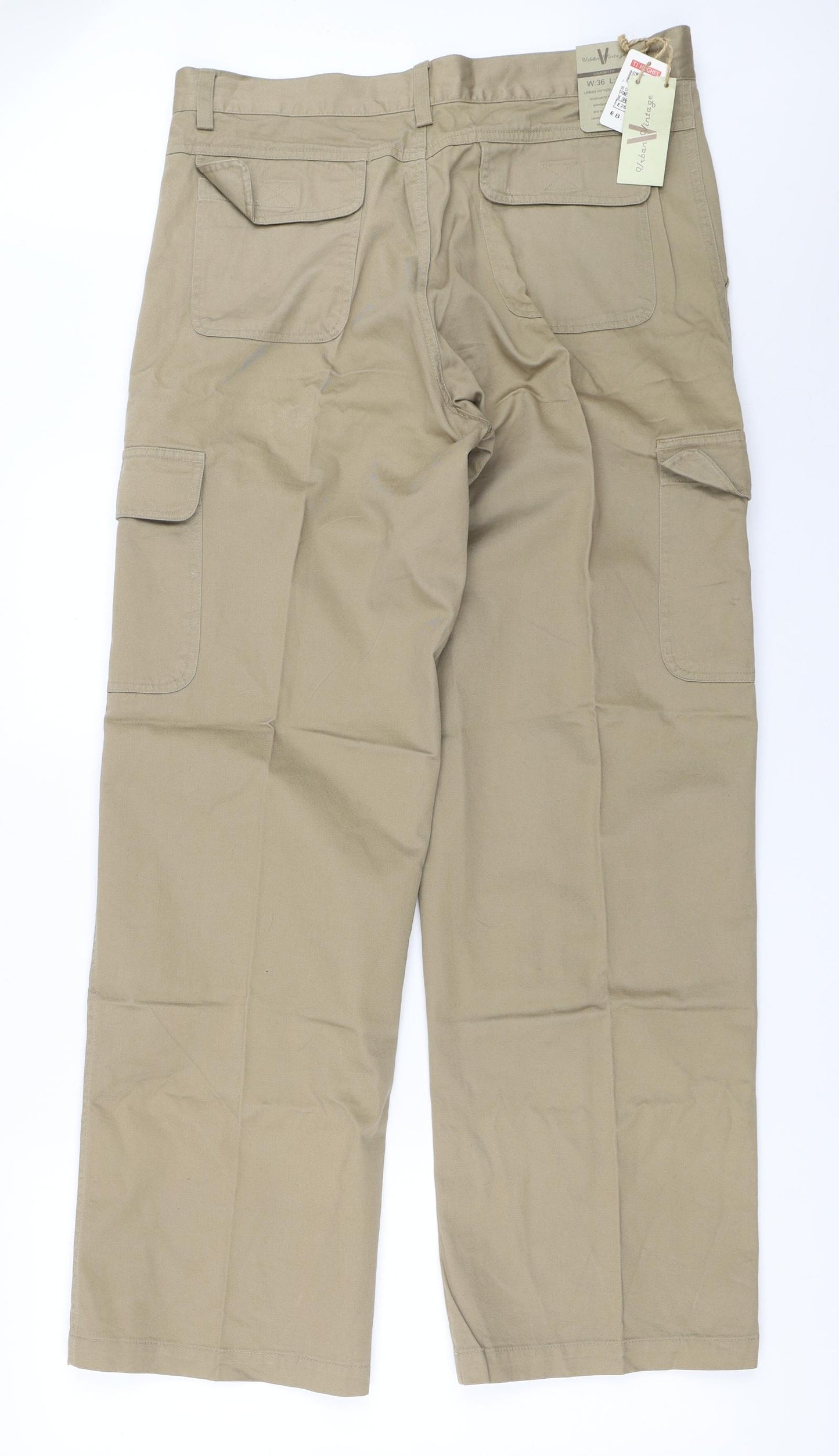 Urban Vintage Mens Beige   Cargo Trousers Size 36 in L31 in