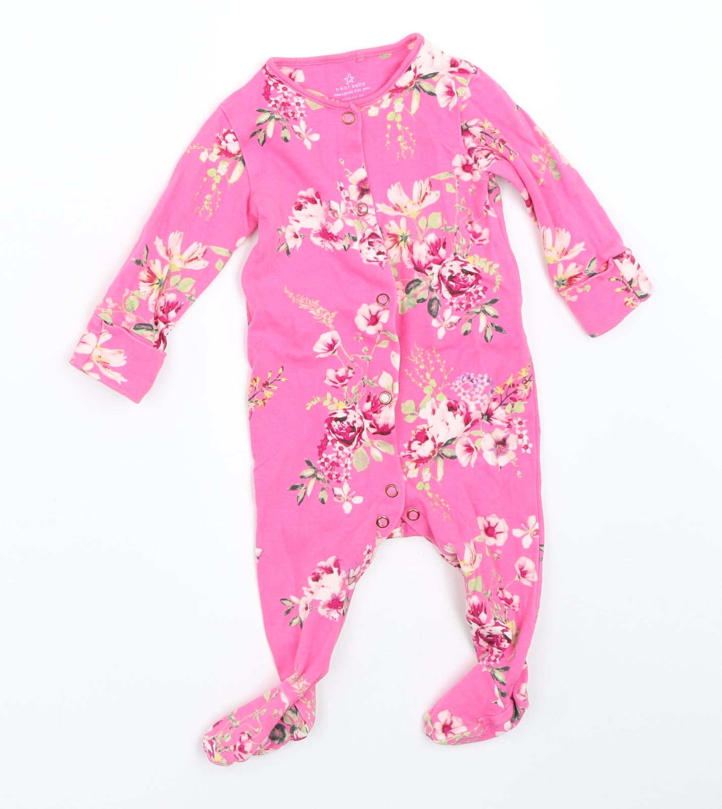 NEXT Girls Pink Floral  Babygrow One-Piece Size 3-6 Months