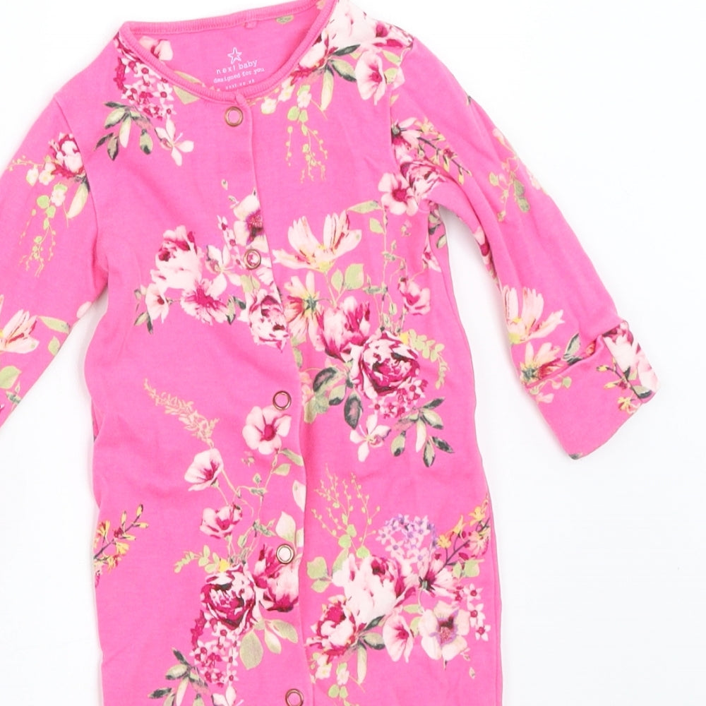 NEXT Girls Pink Floral  Babygrow One-Piece Size 3-6 Months