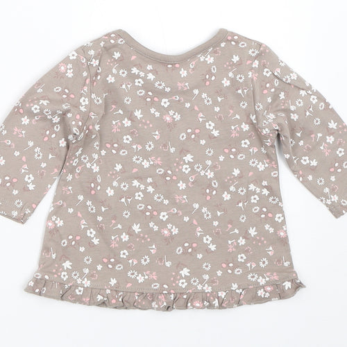 George Girls Grey Floral  Basic T-Shirt Size 0-3 Months