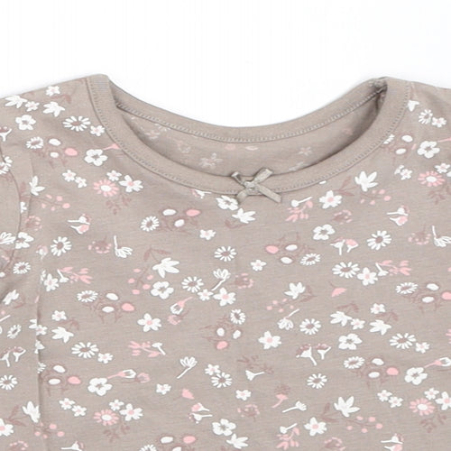 George Girls Grey Floral  Basic T-Shirt Size 0-3 Months