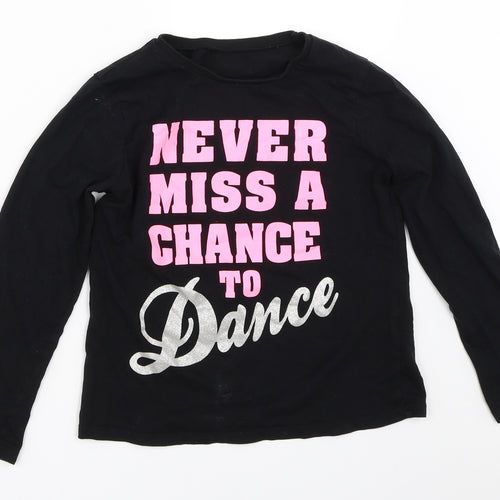 George Girls Black   Basic T-Shirt Size 9-10 Years  - dance