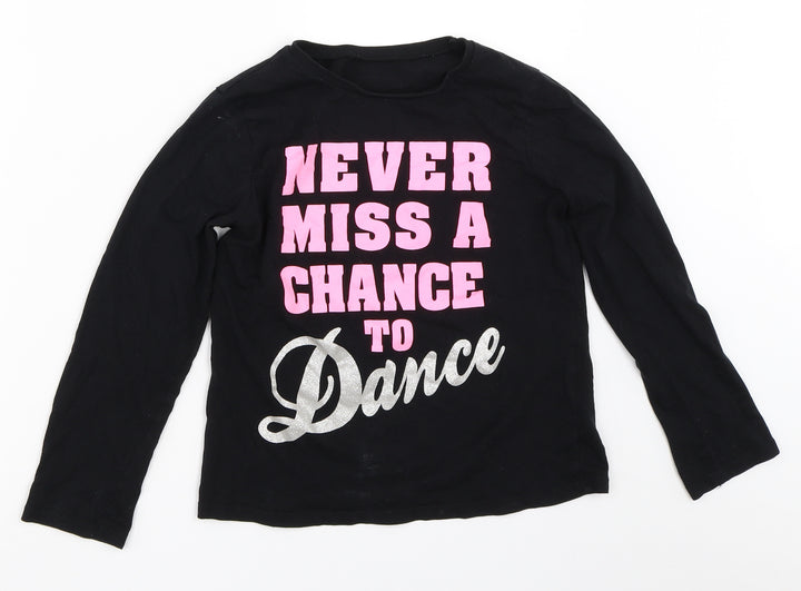 George Girls Black   Basic T-Shirt Size 9-10 Years  - dance