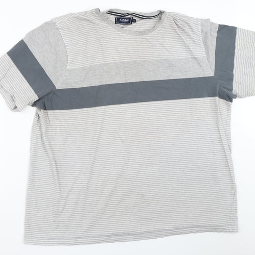 Maine New England Mens Grey Striped   T-Shirt Size 2XL