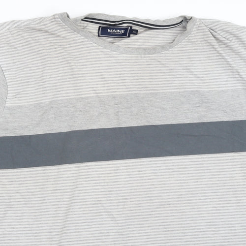 Maine New England Mens Grey Striped   T-Shirt Size 2XL