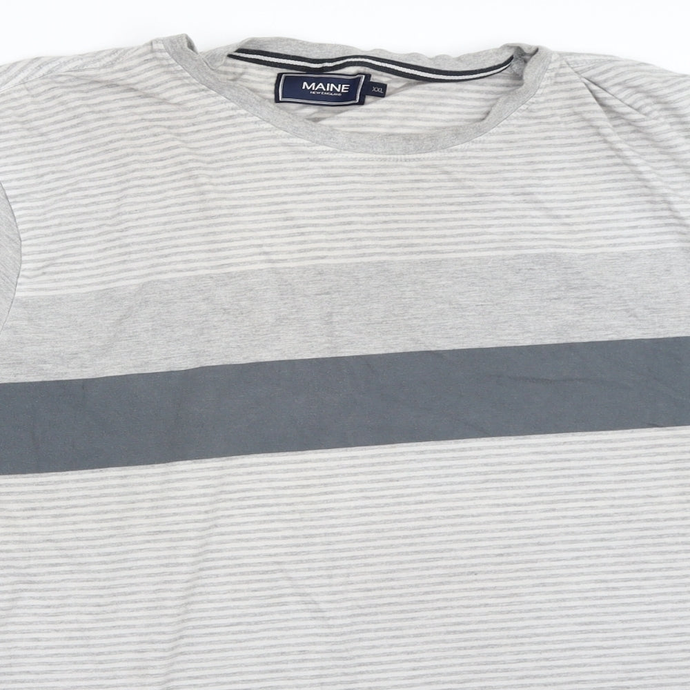 Maine New England Mens Grey Striped   T-Shirt Size 2XL