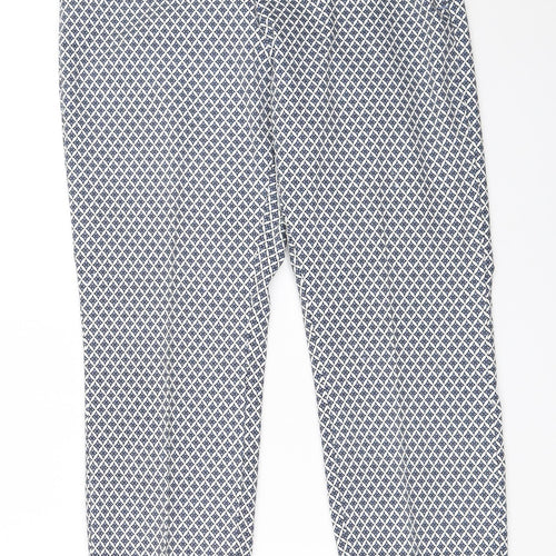 H&M Womens Blue Geometric  Capri Trousers Size 42 L27 in