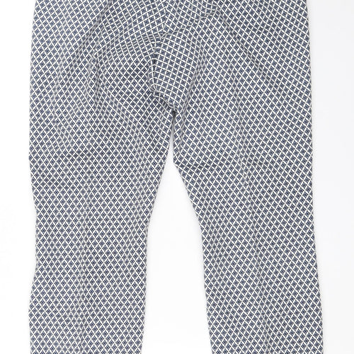 H&M Womens Blue Geometric  Capri Trousers Size 42 L27 in