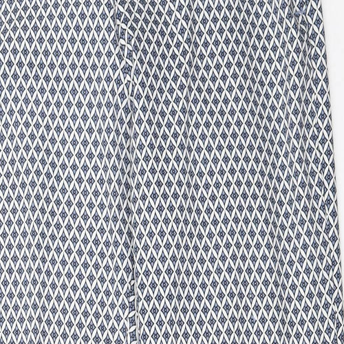 H&M Womens Blue Geometric  Capri Trousers Size 42 L27 in