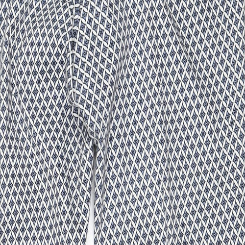H&M Womens Blue Geometric  Capri Trousers Size 42 L27 in