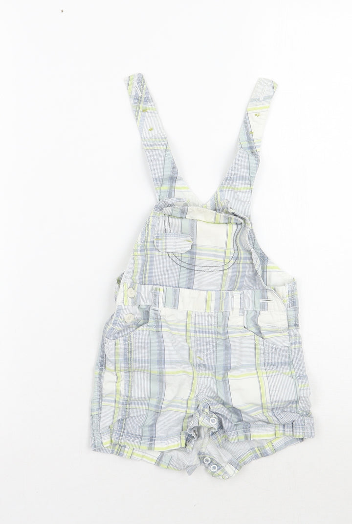NEXT Boys White Check Dungaree One-Piece Size 3-6 Months