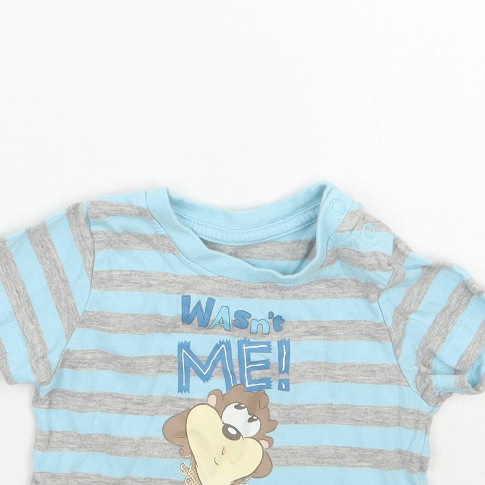 Looney Tunes Baby Blue Striped  Basic T-Shirt Size 3-6 Months
