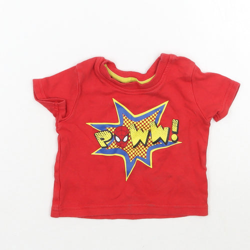 George Boys Red   Basic T-Shirt Size 3-6 Months  - Spiderman