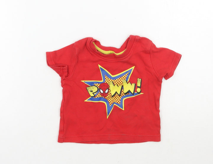 George Boys Red   Basic T-Shirt Size 3-6 Months  - Spiderman