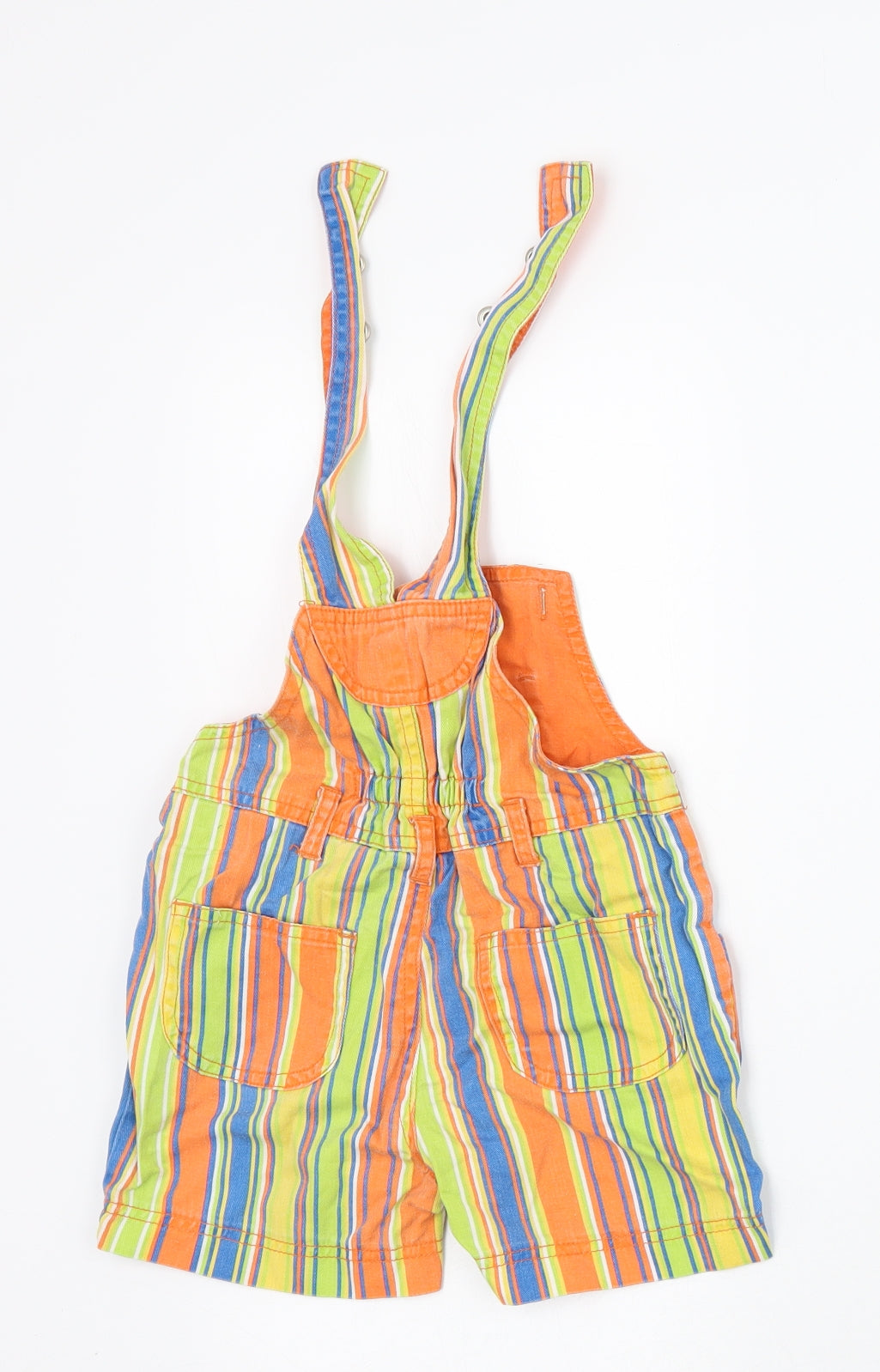Preworn Baby Green Striped  Dungaree One-Piece Size 6-9 Months