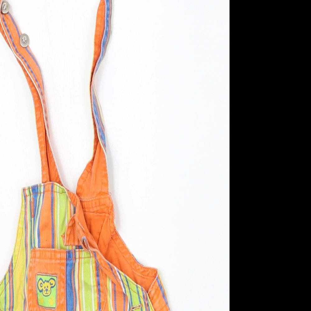 Preworn Baby Green Striped  Dungaree One-Piece Size 6-9 Months