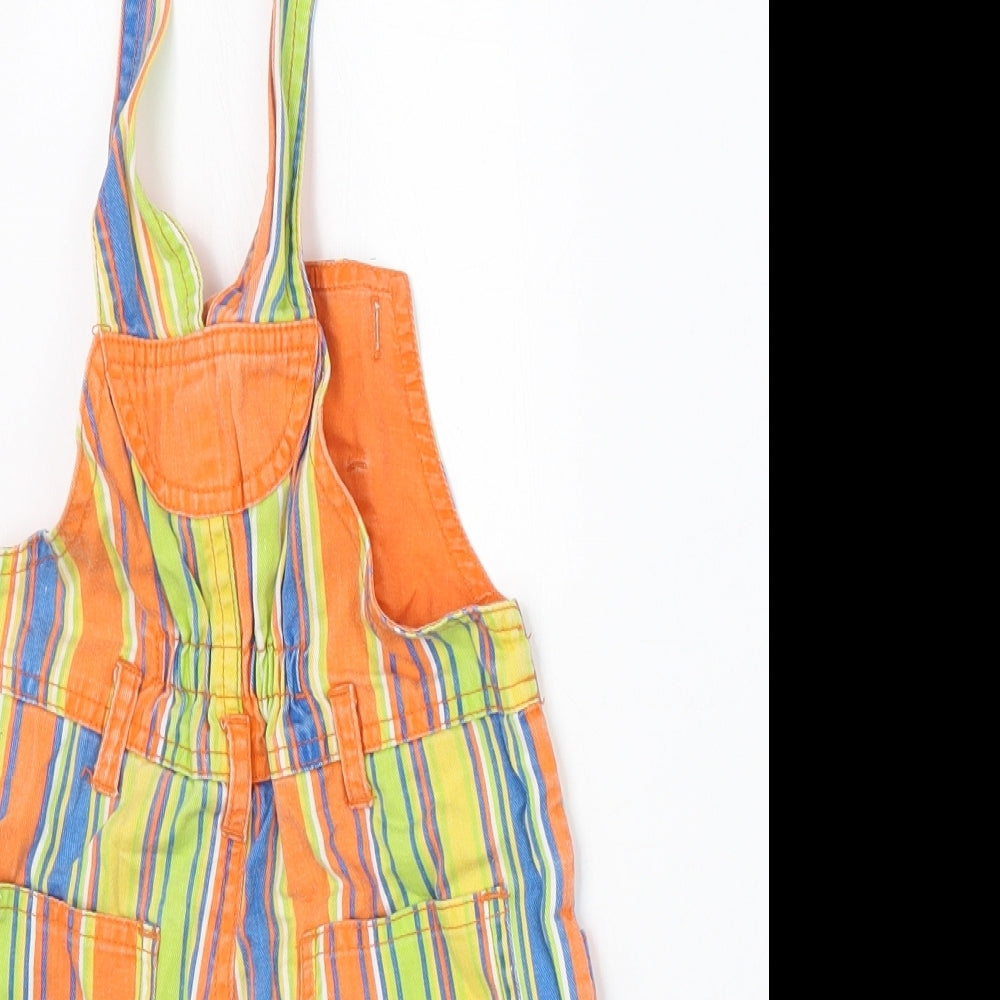Preworn Baby Green Striped  Dungaree One-Piece Size 6-9 Months