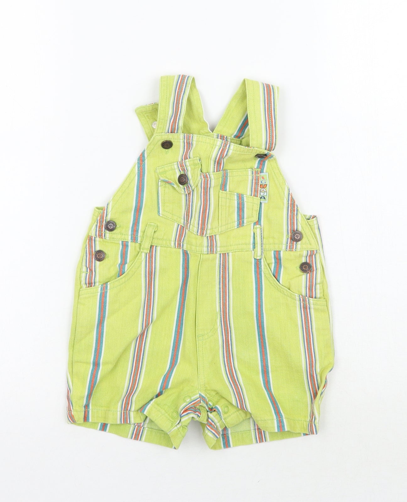 Adams Boys Green Striped  Dungaree One-Piece Size 9-12 Months