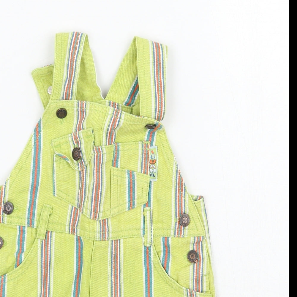 Adams Boys Green Striped  Dungaree One-Piece Size 9-12 Months