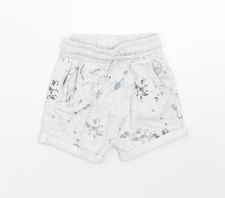 George Boys Grey Geometric Cropped Trousers Size 12-18 Months