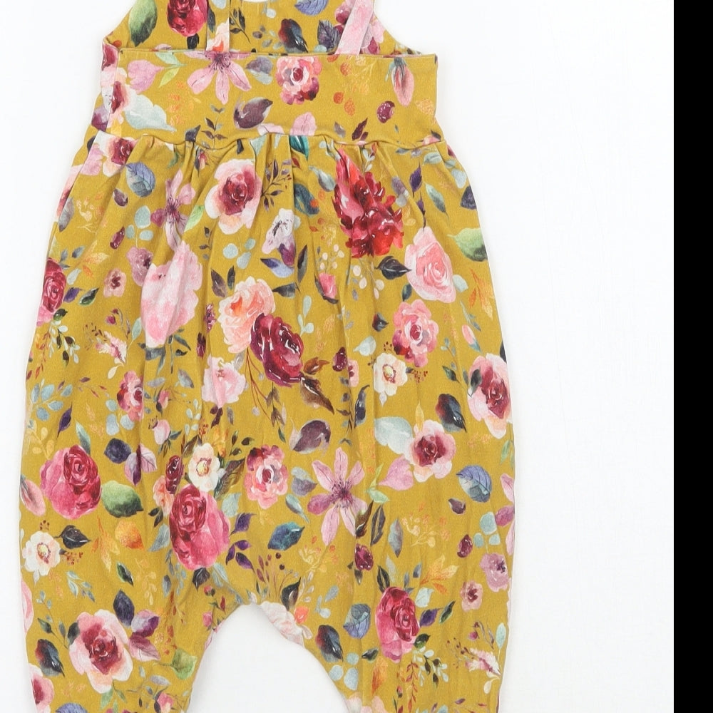 Amelliet Girls Yellow Floral  Babygrow One-Piece Size 3-6 Months