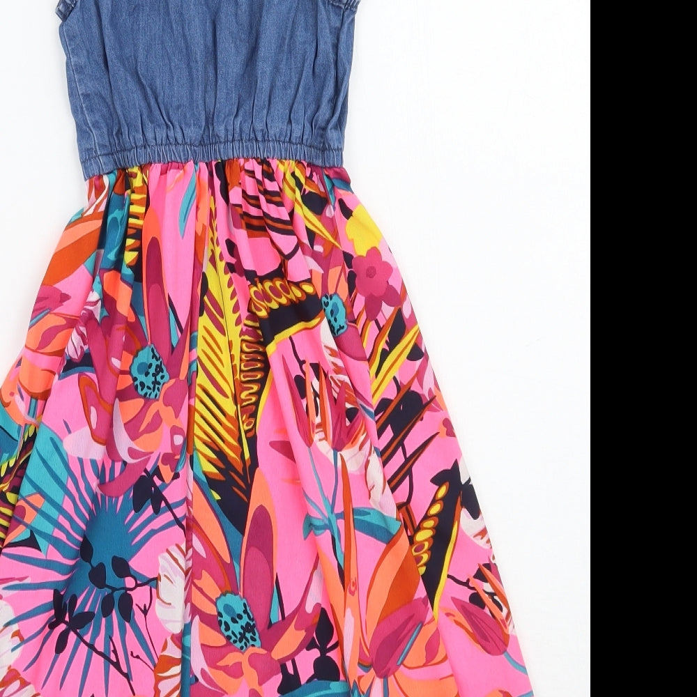 Bluezoo Girls Black Floral  A-Line  Size 6 Years
