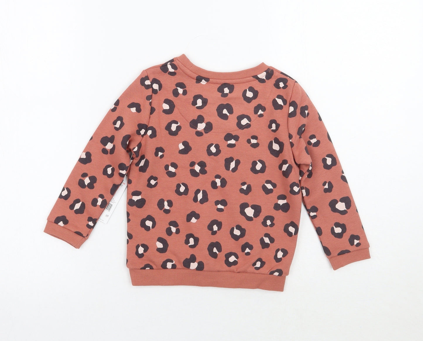 F&F Girls Brown Animal Print  Pullover Jumper Size 2-3 Years