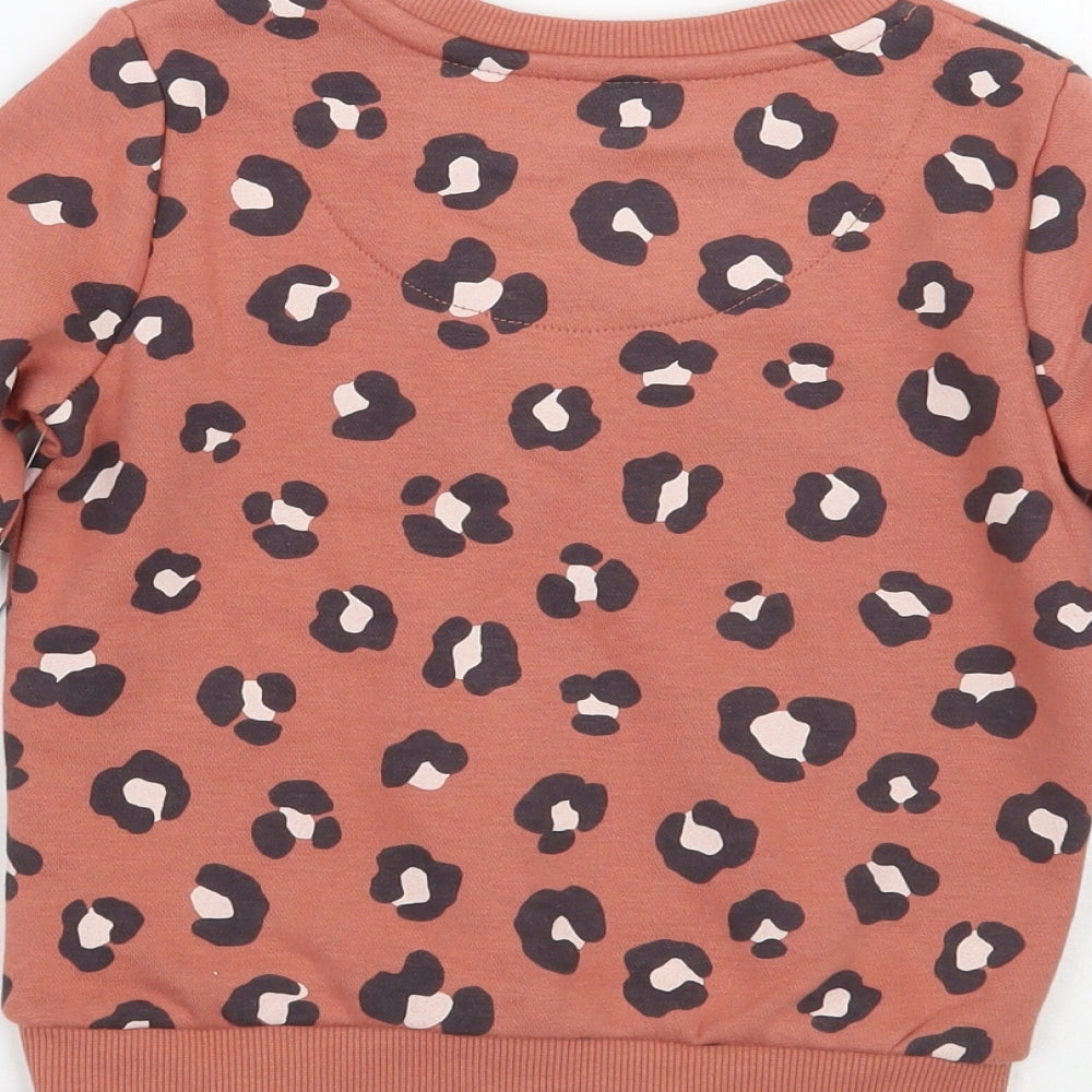 F&F Girls Brown Animal Print  Pullover Jumper Size 2-3 Years