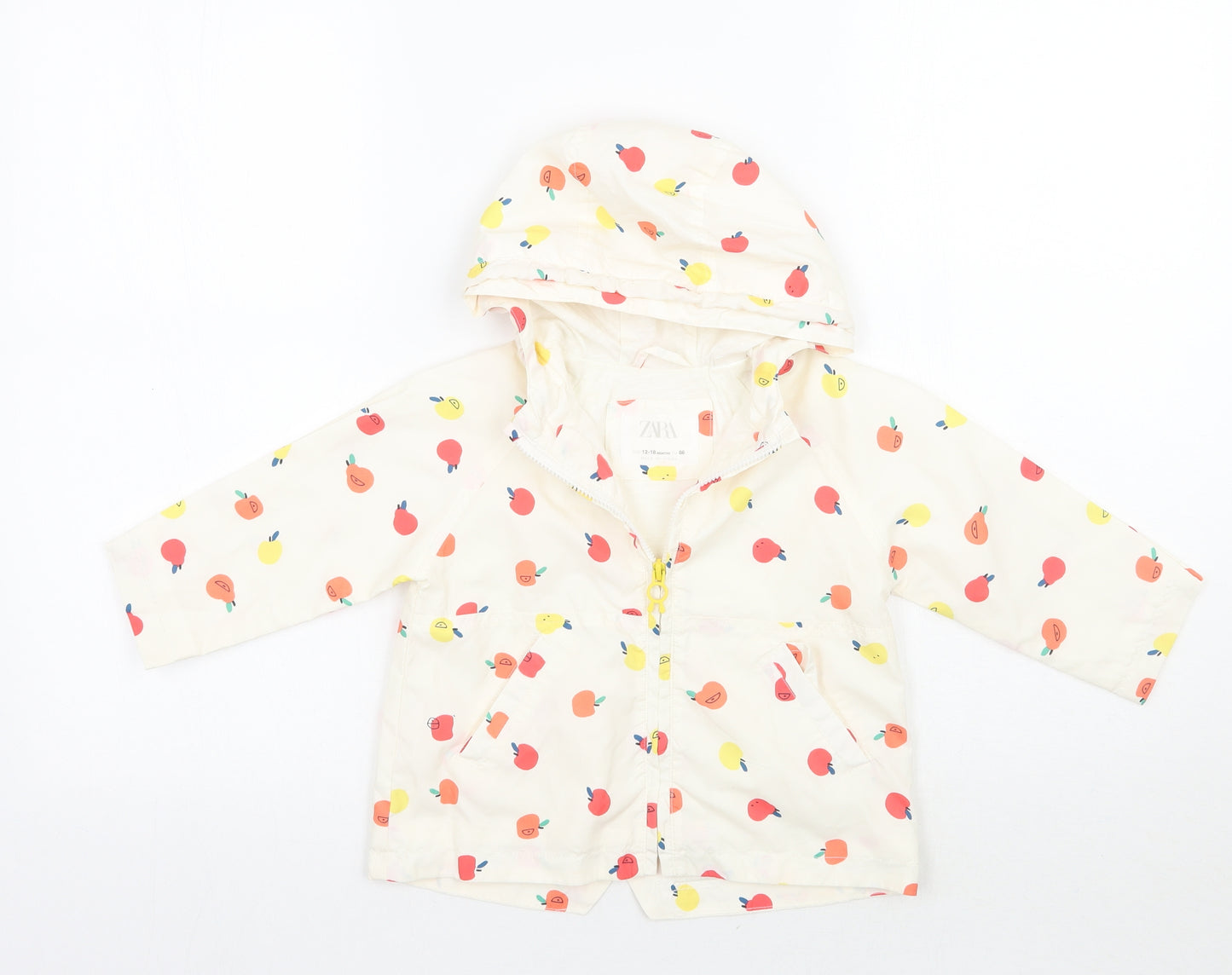 Zara Girls Ivory Geometric  Rain Coat Coat Size 12-18 Months
