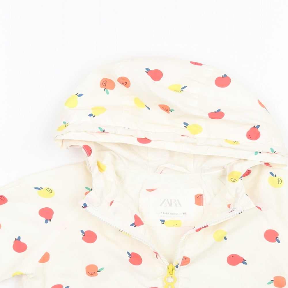 Zara Girls Ivory Geometric  Rain Coat Coat Size 12-18 Months