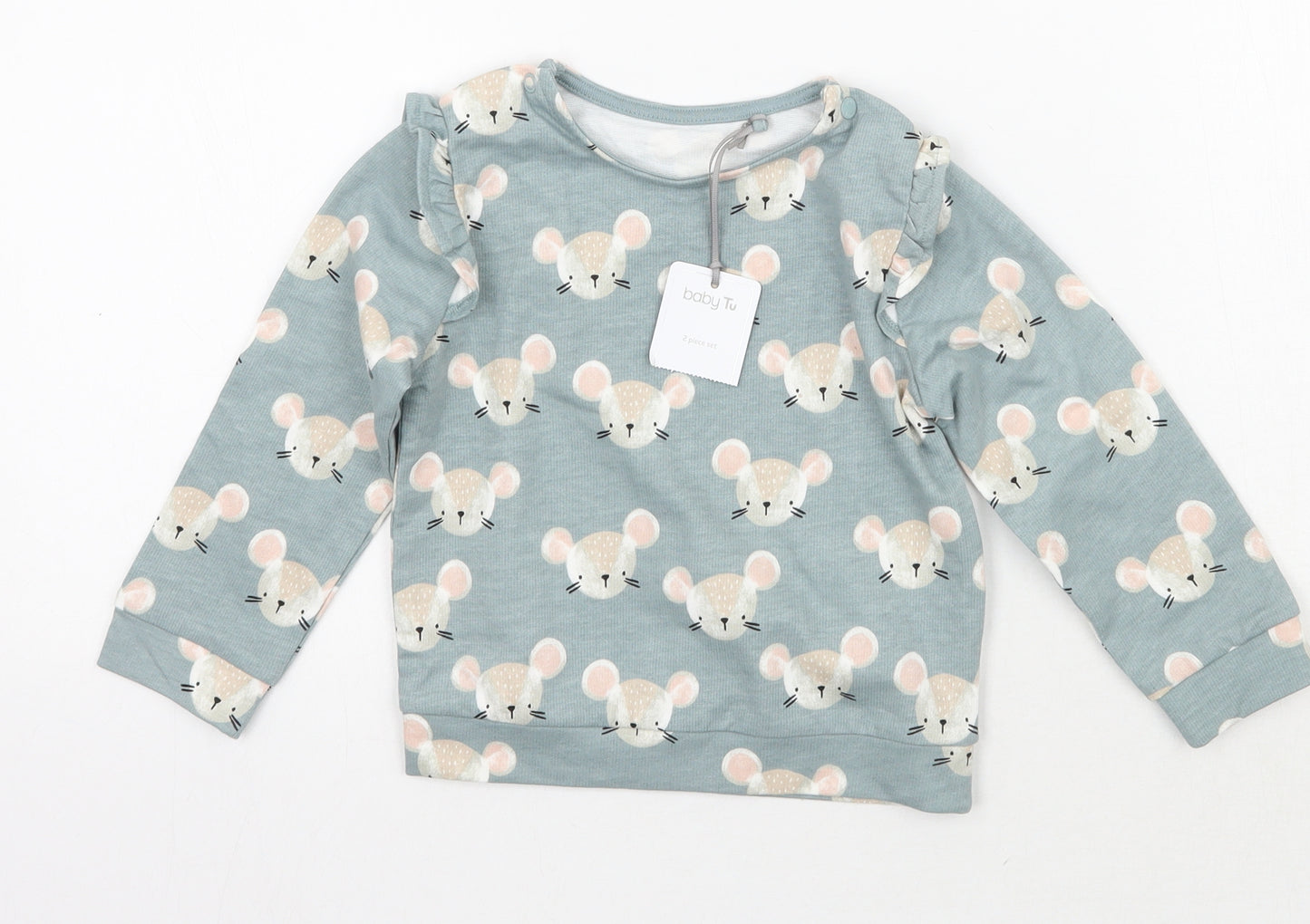 TU Girls Blue Animal Print  Pullover Jumper Size 18-24 Months