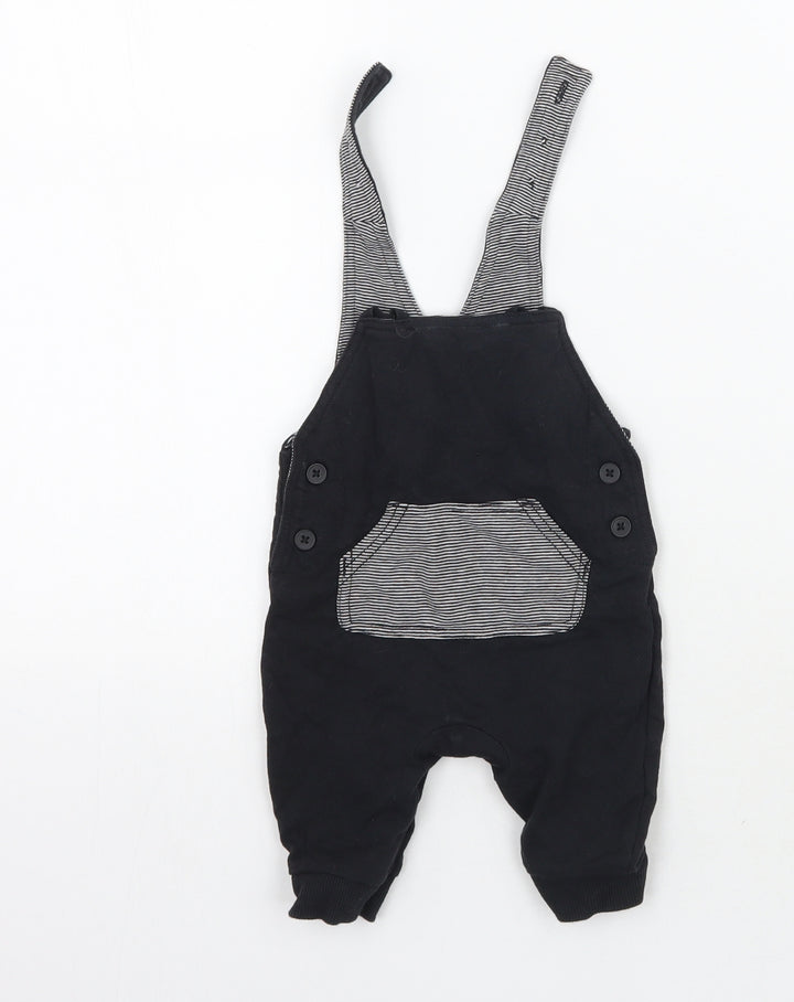 George Boys Black Dungaree One-Piece Size 0-3 Months