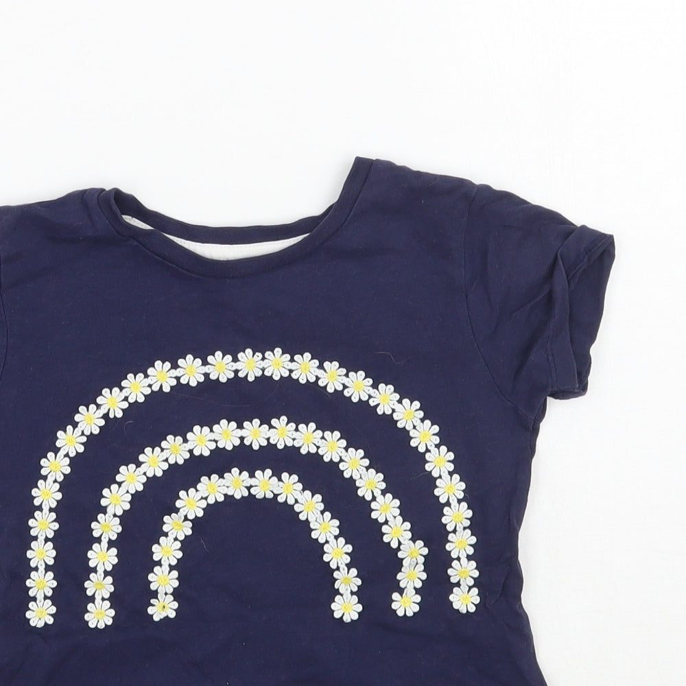Nutmeg Girls Blue Floral  Basic T-Shirt Size 5-6 Years