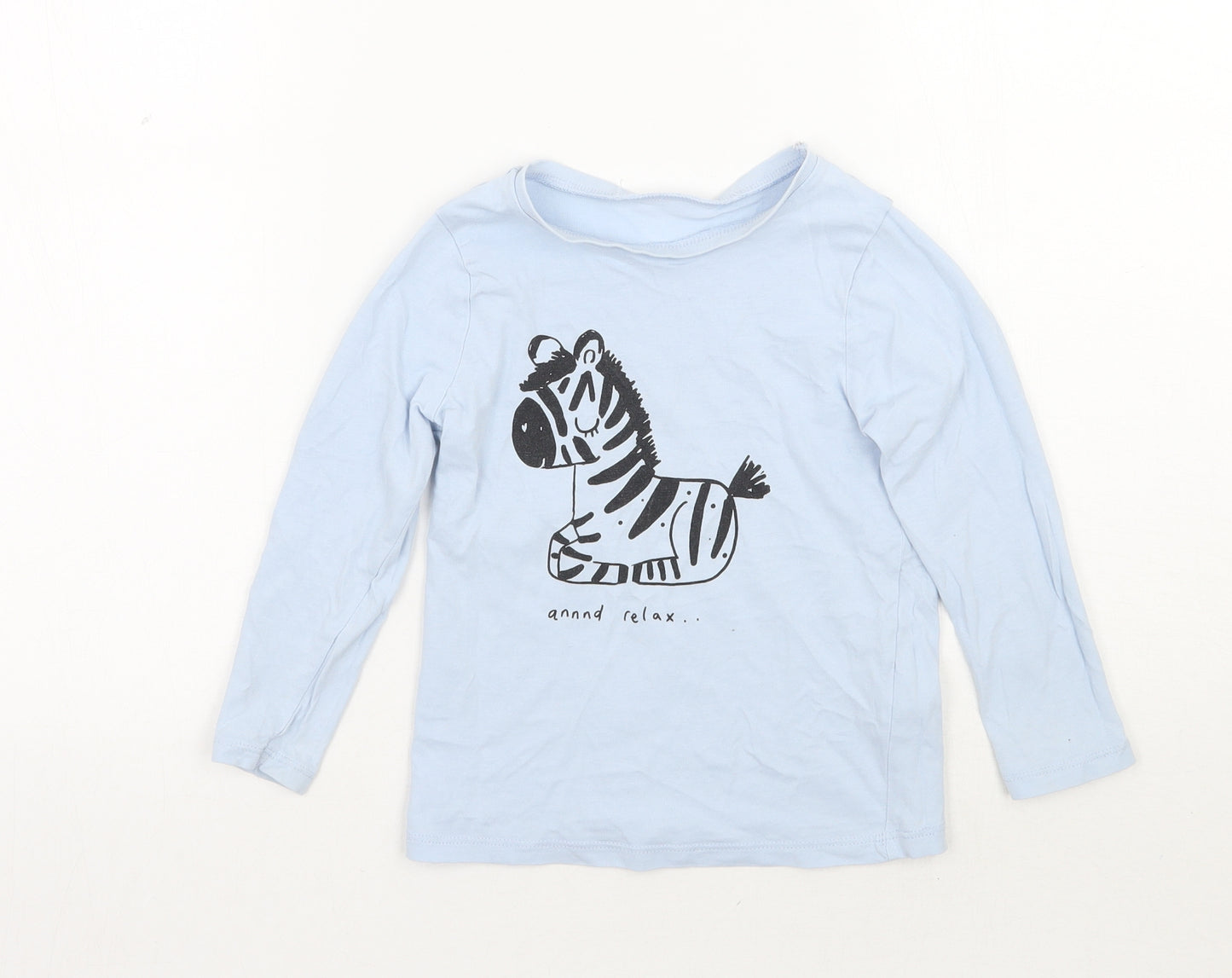 George Boys Blue Animal Print  Basic T-Shirt Size 3-4 Years