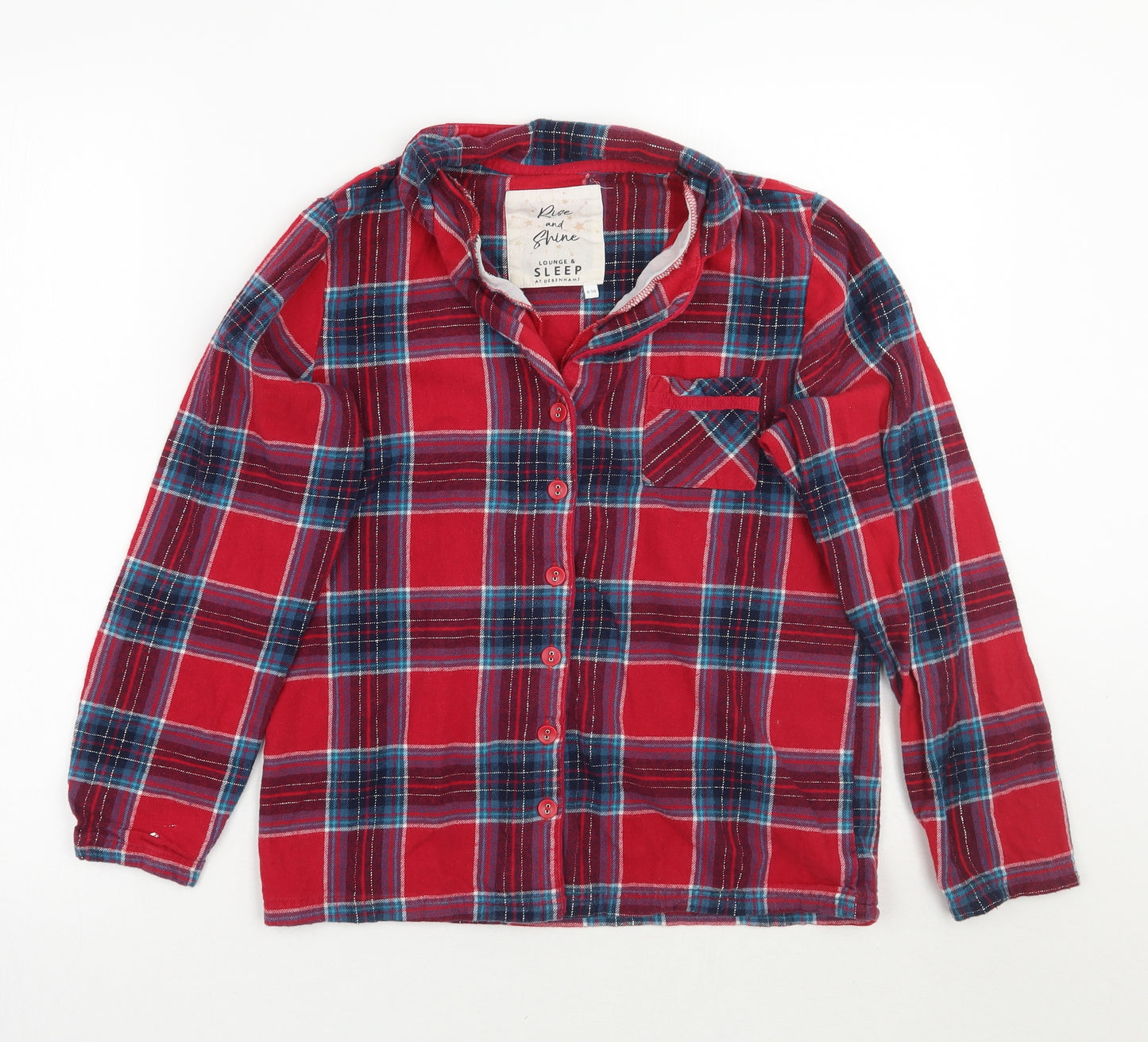 Debenhams Womens Red Check  Top Pyjama Top Size 10
