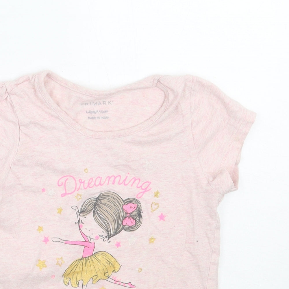 Primark Girls Pink   Basic T-Shirt Size 4-5 Years