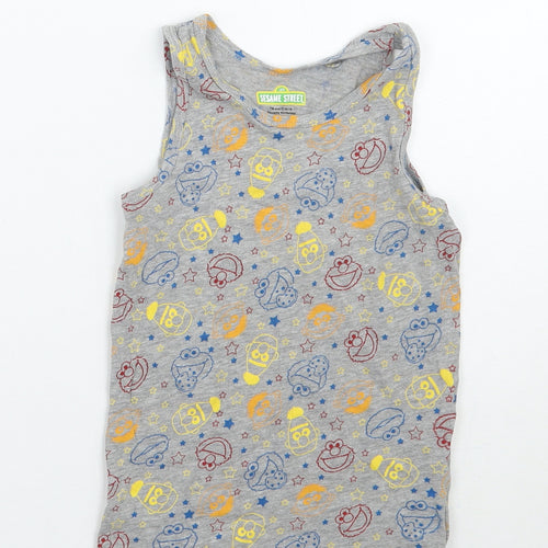 Sesame Street Boys Grey Geometric  Basic Tank Size 6 Years
